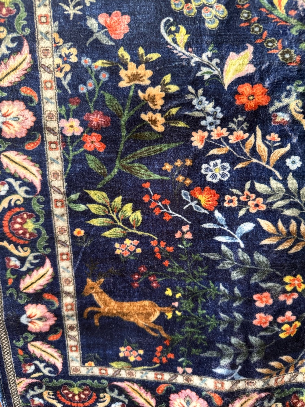 Navy Floral Runner Rug - Picture 3 of 4